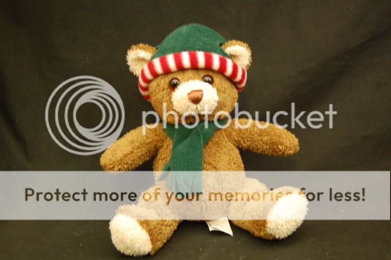 Plush  Brown Teddy Bear Christmas Hat Scraf Stuffed Animal 