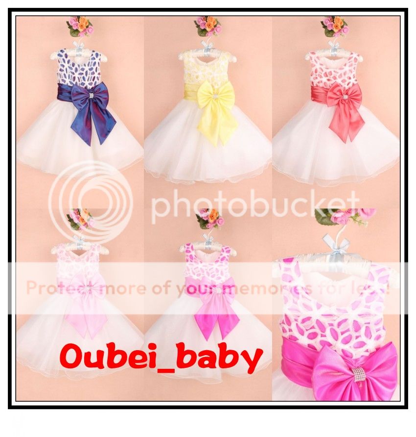 2014 Baby Flower Girl Christening Pageant Party Dress Birthday Clothes Gift 3 8T