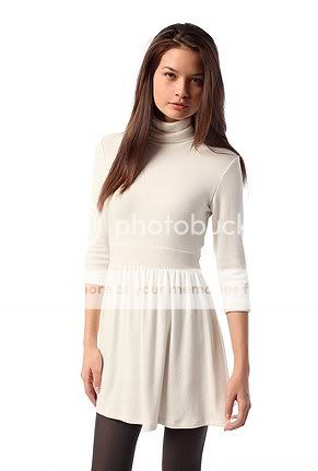   BDG TURTLENECK FIGURE SKATER SWING SKIRT SWEATER DRESS IVORY L  