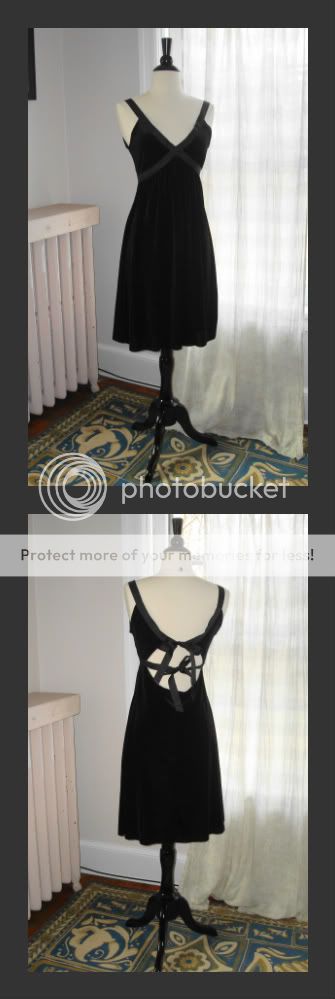 URBAN OUTFITTERS LUX BOW TIE BACK BLACK VELVET PARTY DRESS EUC SZ M 