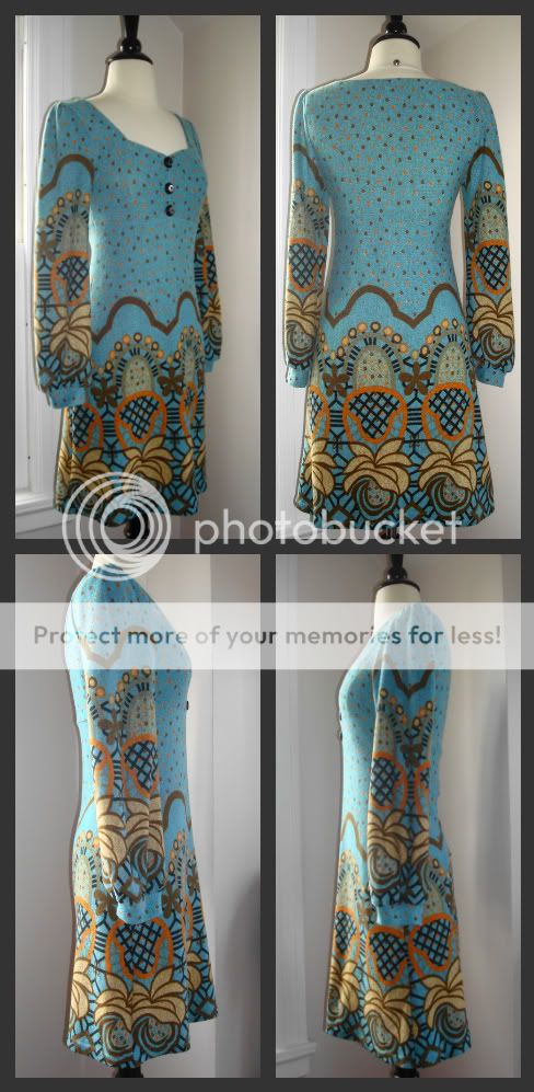 EUC FUNKY PEOPLE BOHEMIAN PRINT BELL SLEEVE EMPIRE BABYDOLL DRESS BLUE 